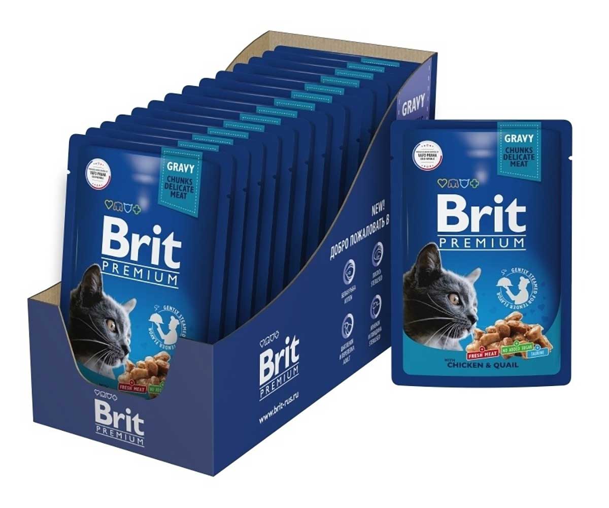 Влажный Корм Brit (Брит) Для Кошек Цыпленок и Перепелка в Соусе Premium 85г 5048915