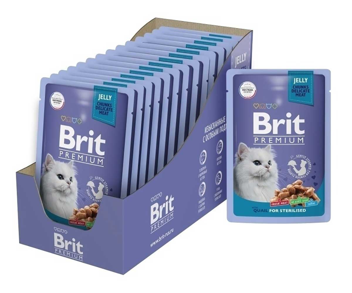 Влажный Корм Brit (Брит) Для Стерилизованных Кошек Перепелка в Желе Premium 85г (1*24) 5050215