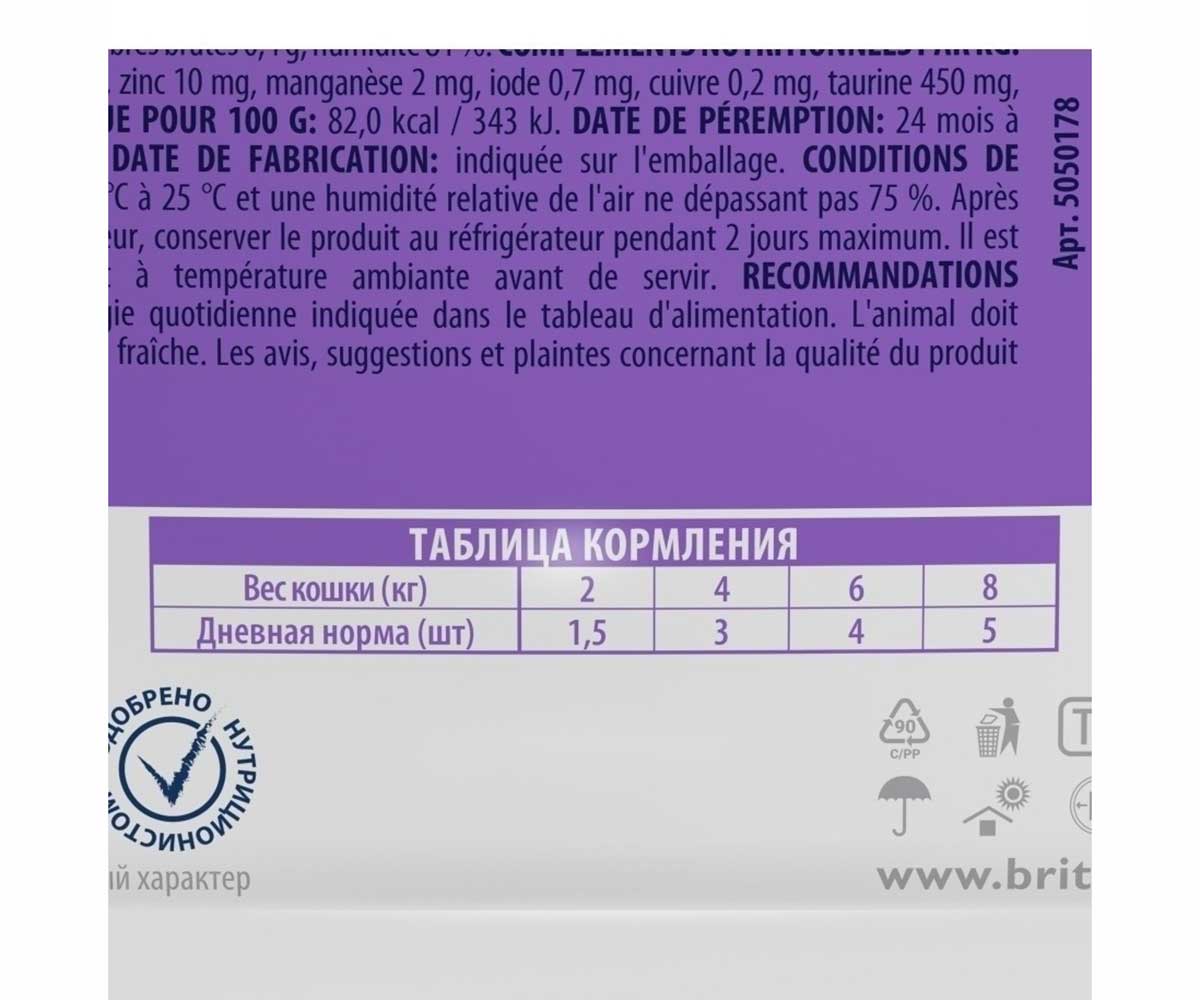 Влажный Корм Brit (Брит) Для Кошек Треска в Желе (1*24) Premium 85г 5050178