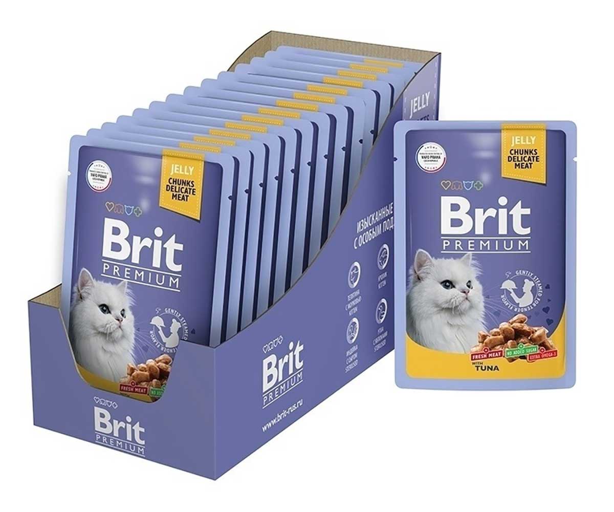Влажный Корм Brit (Брит) Для Кошек Тунец Желе Premium 85г (1*24) 5050154