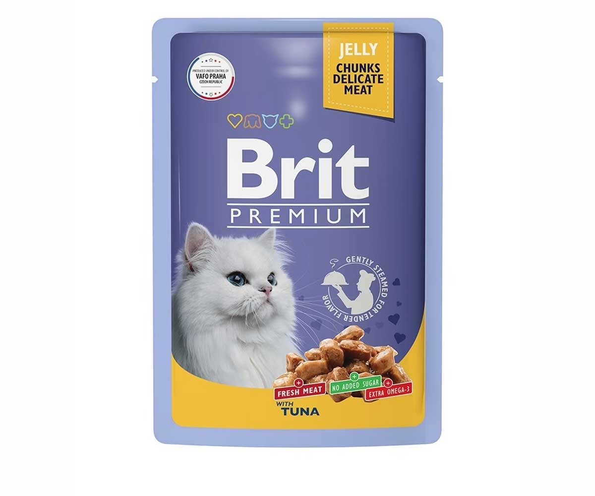 Влажный Корм Brit (Брит) Для Кошек Тунец Желе Premium 85г (1*24) 5050154