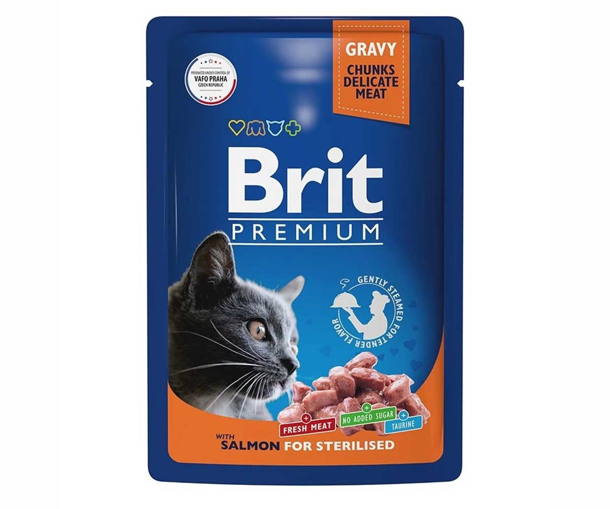 Влажный Корм Brit (Брит) Для Стерилизованных Кошек Лосось в Соусе Premium 85г 5048892
