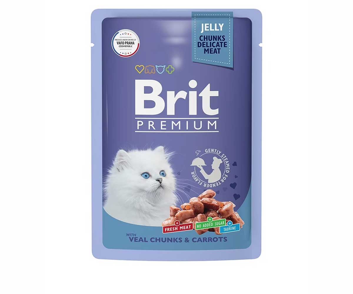Влажный Корм Brit (Брит) Для Котят Телятина и Морковь в Желе Premium 85г (1*24) 5050116