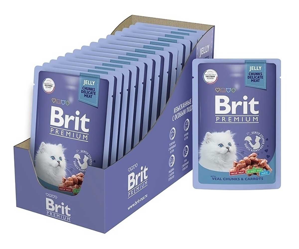 Влажный Корм Brit (Брит) Для Котят Телятина и Морковь в Желе Premium 85г (1*24) 5050116