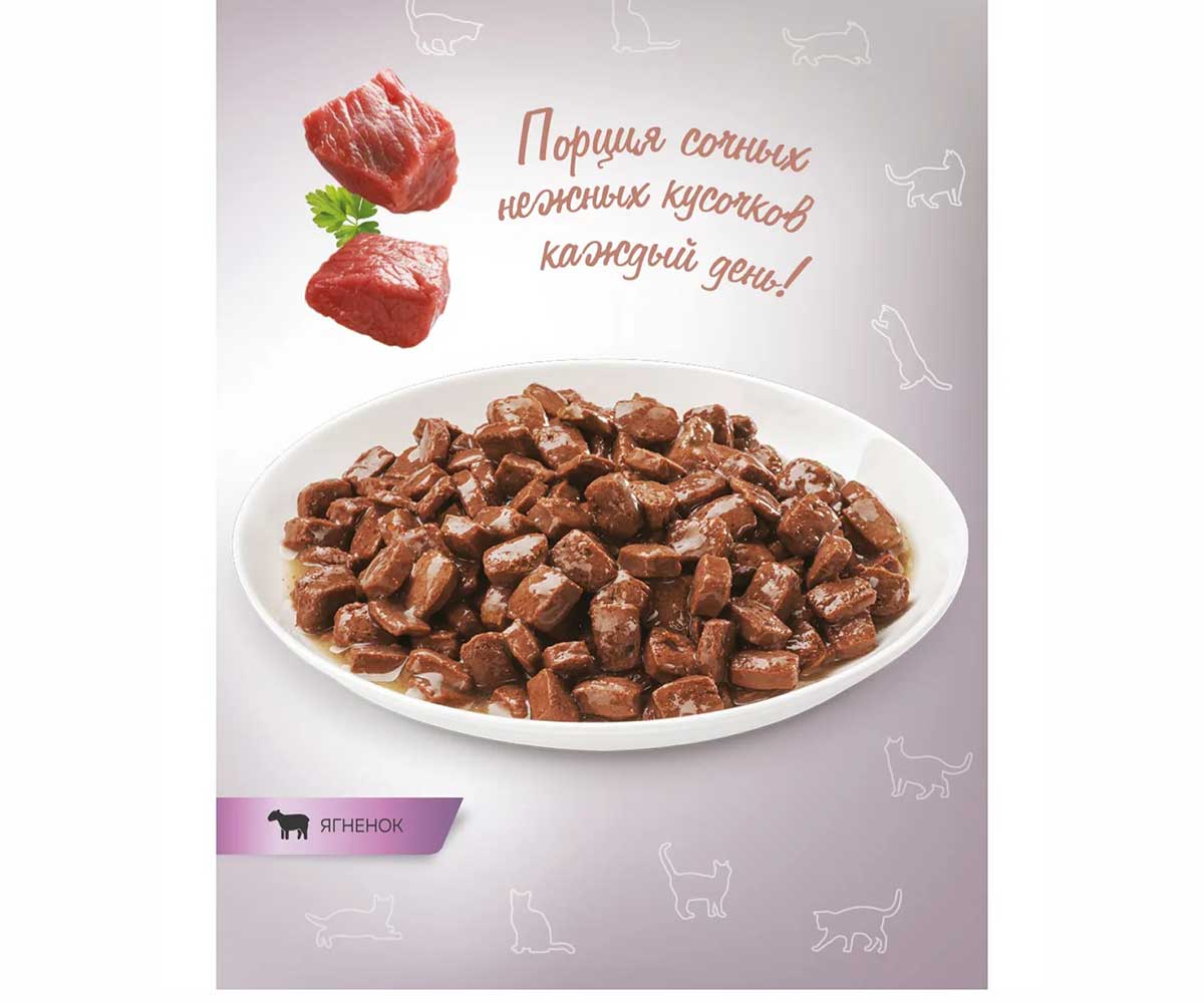 Влажный Корм Zoogurman (Зоогурман) Для Кошек с Чувствительным Пищеварением Ягненок Кусочки в Соусе 85г 7897