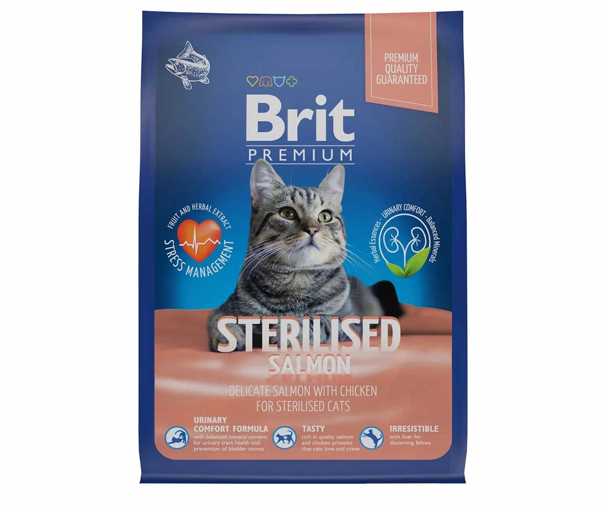 Сухой Корм Brit (Брит) Для Стерилизованных Кошек Лосось и Курица Premium Cat Sterilized Salmon & Chicken 400г5049356