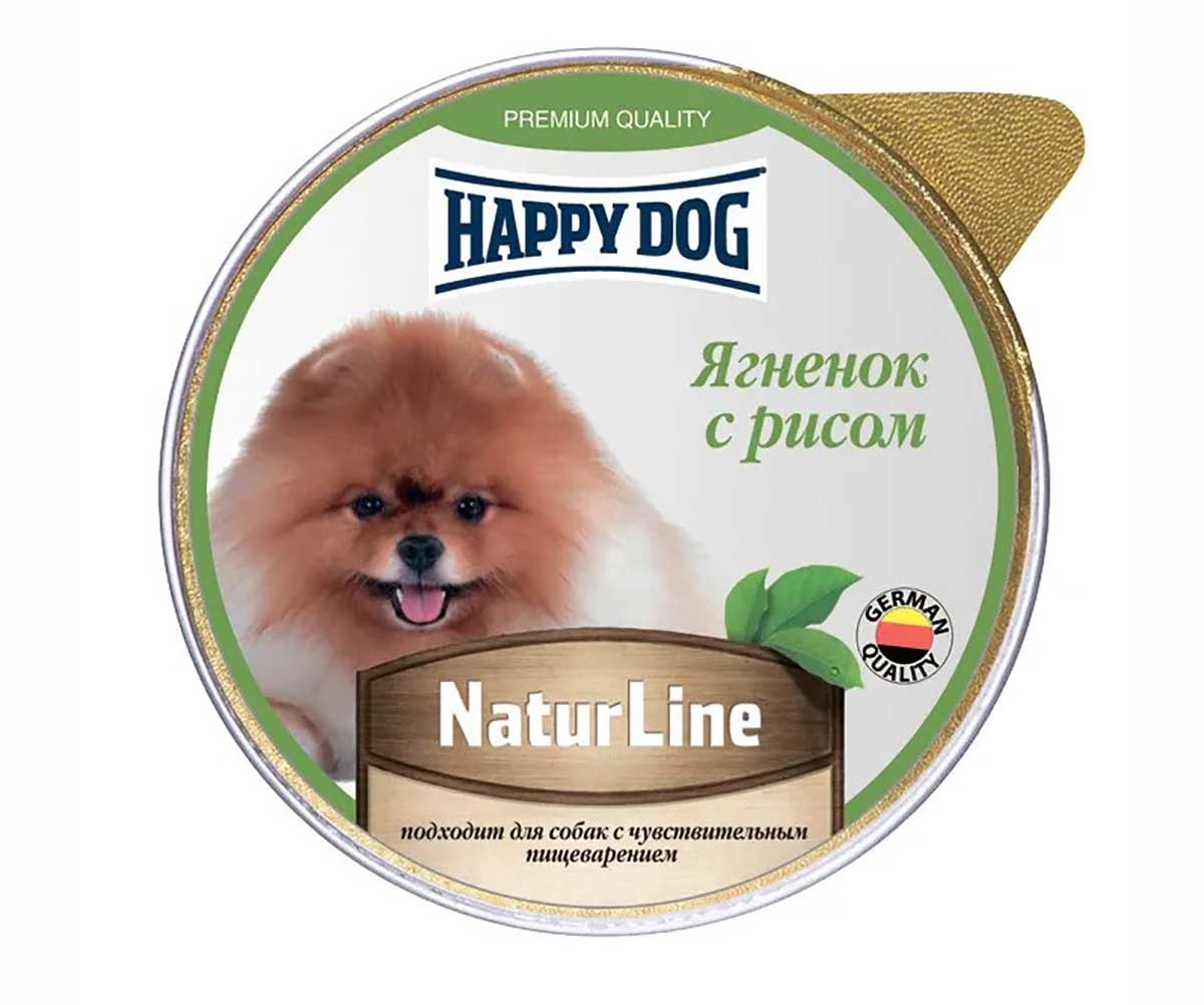 Консервы Happy Dog (Хэппи Дог) Для Собак Мелких Пород с Чувствительным Пищеварением Ягненок и Рис Паштет Natur Line 125г 72253