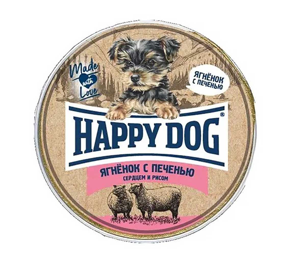 Консервы Happy Dog (Хэппи Дог) Для Собак Мелких Пород с Чувствительным Пищеварением Ягненок, Печень, Сердце и Рис Паштет Natur Line 125г 72252
