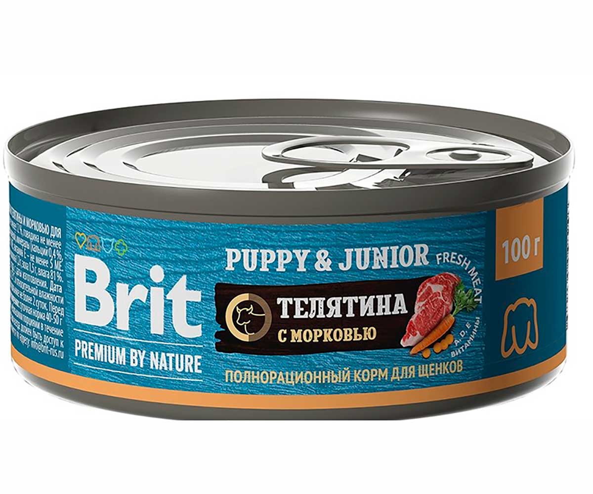 Консервы Brit (Брит) Для Щенков Телятина и Морковь Premium By Nature 100г 5048946