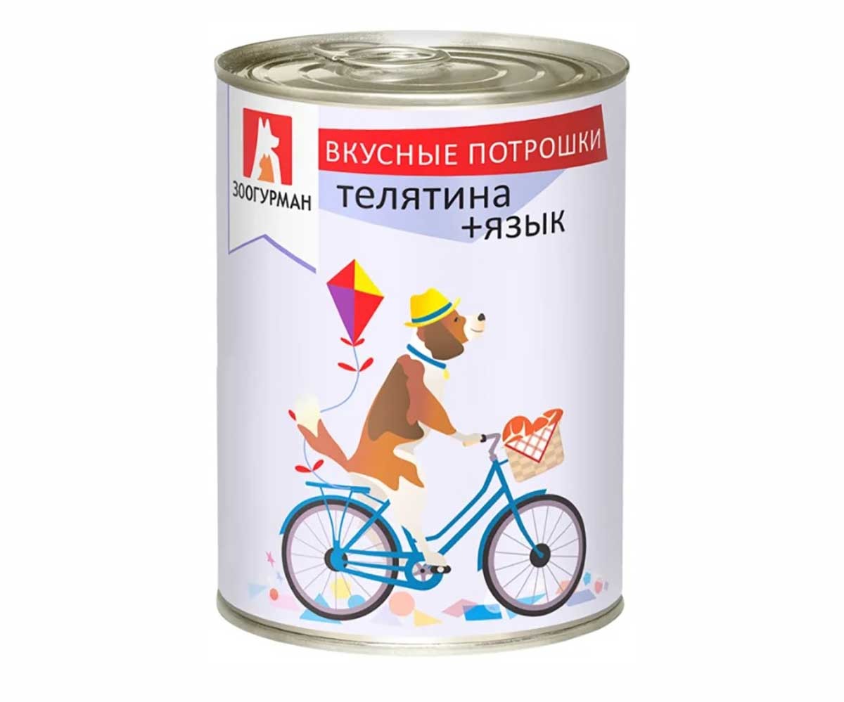 Консервы Zoogurman (Зоогурман) Для Собак Вкусные Потрошки Телятина и Язык 350г 2861