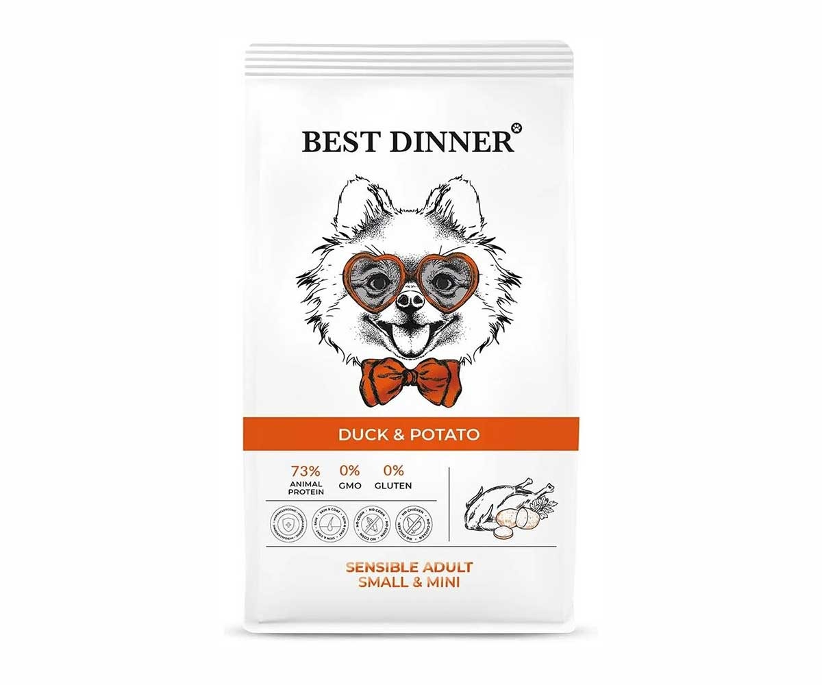 Сухой Корм Best Dinner (Бест Диннер) Для Собак Мелких Пород с Чувствительным Пищеварением Утка и Картофель Adult Mini 3кг