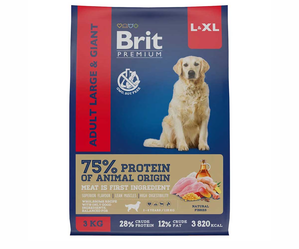 Сухой Корм Brit (Брит) Для Собак Крупных и Гигантских Пород Курица Premium Dog Adult Large & Giant 3кг 5049998