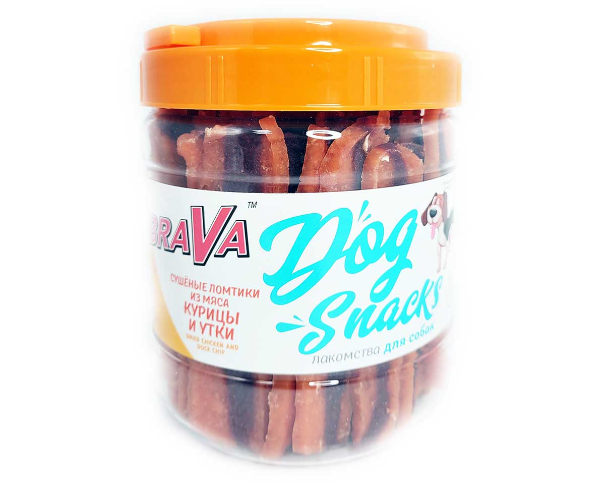 Лакомство Brava (Брава) Для Собак Сушеные Ломтики Из Мяса Куры и Утки 700г /12/
