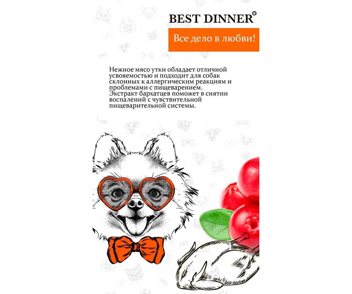 Сухой Корм Best Dinner (Бест Диннер) Для Собак Мелких Пород с Чувствительным Пищеварением Утка и Картофель Adult Mini 1,5кг