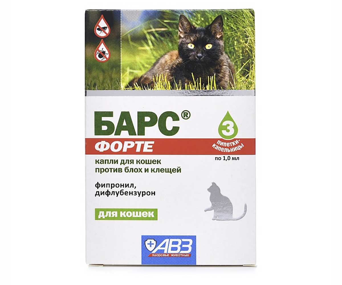 Капли Барс Форте Для Кошек 1мл 3шт Инсектоакарицидные Фипронил