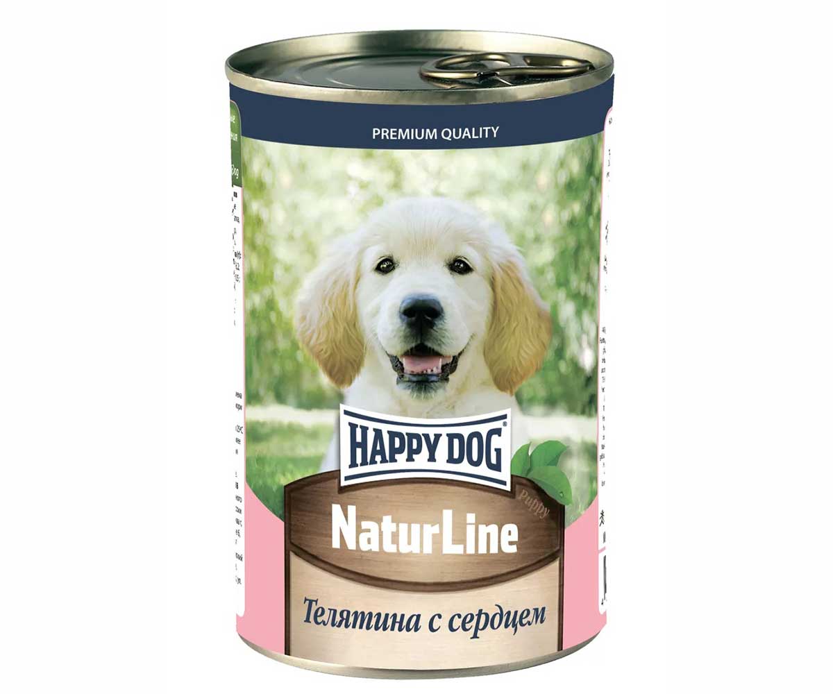 Консервы Happy Dog (Хэппи Дог) Для Щенков Телятина и Сердце Natur Line  410г (1*20) 72242