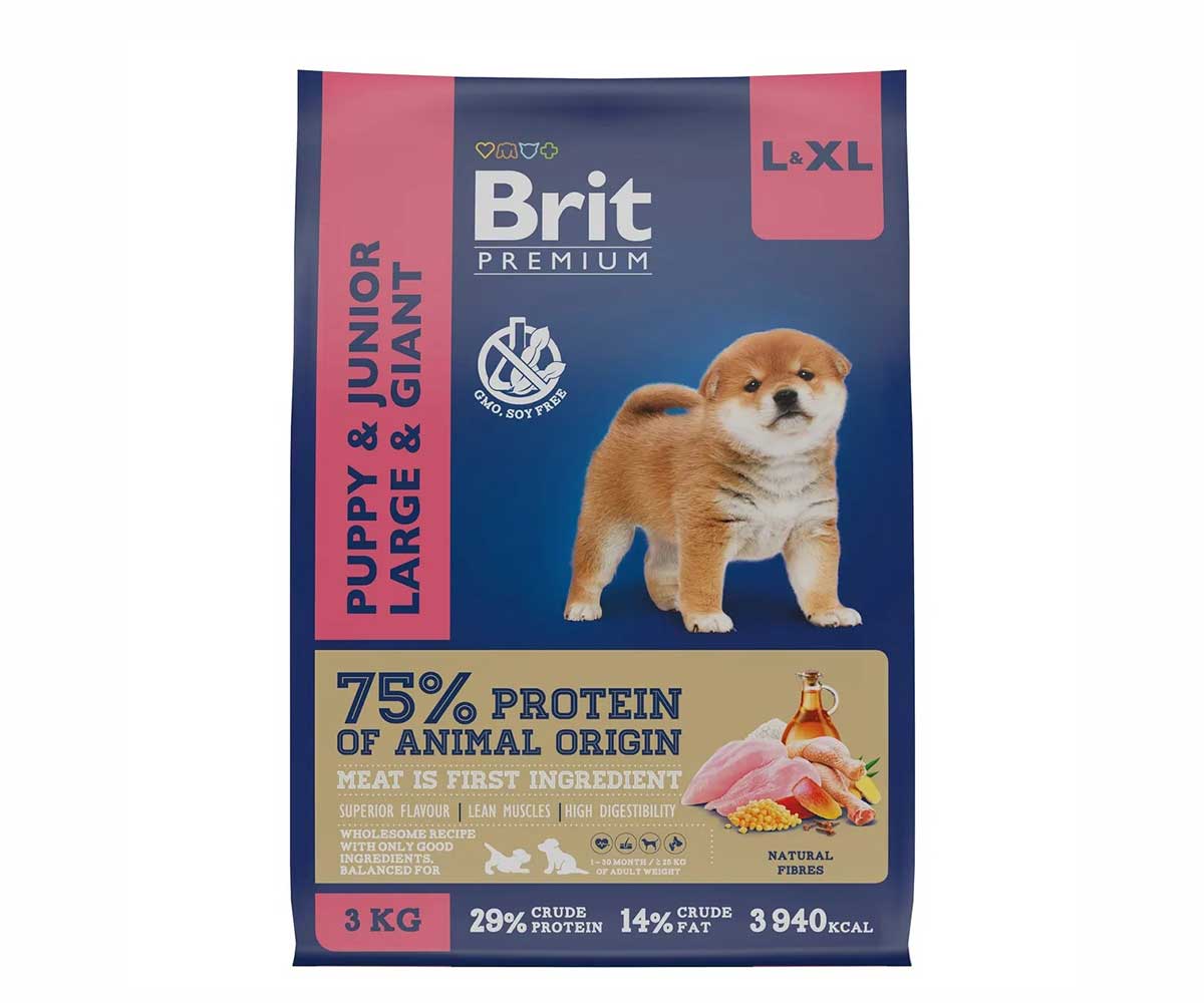 Сухой Корм Brit (Брит) Для Щенков Крупных и Гигантских Пород Курица Premium Dog Puppy Junior Large And Giant 3кг (1*4) 5049974