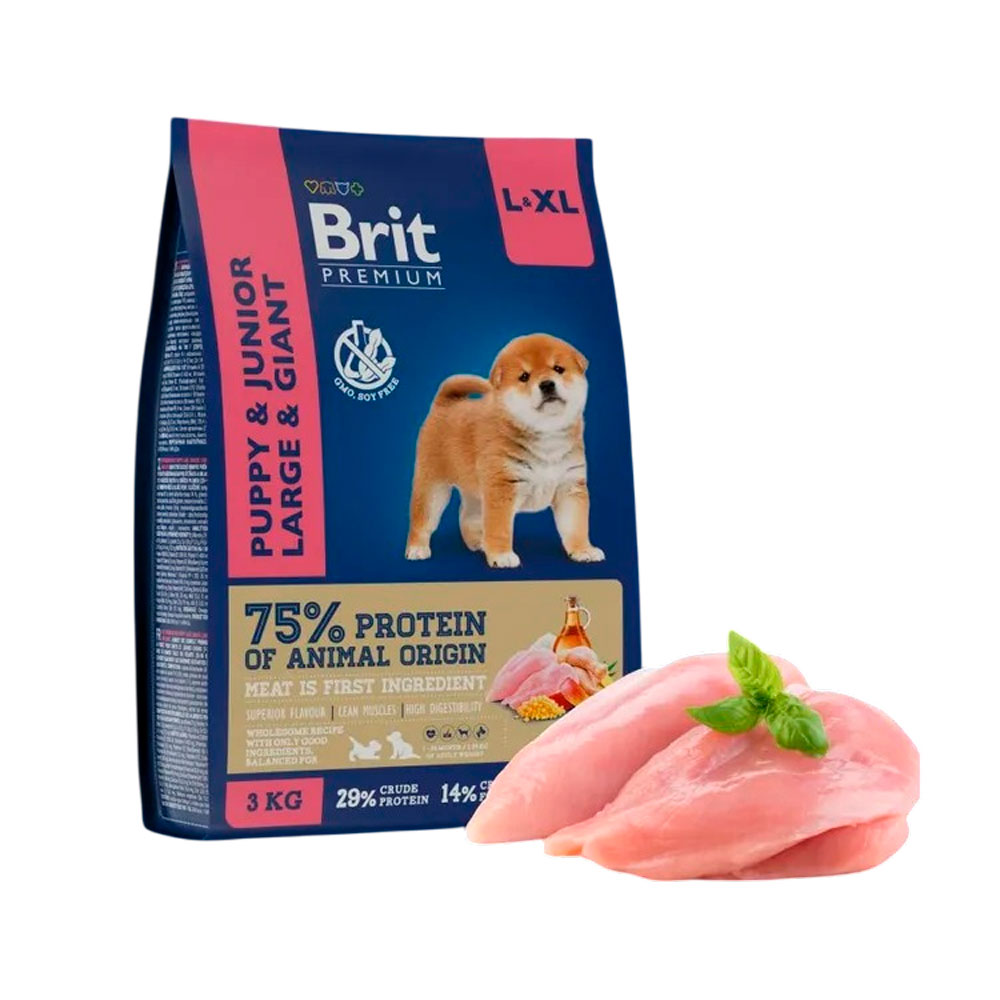 Сухой Корм Brit (Брит) Для Щенков Крупных и Гигантских Пород Курица Premium Dog Puppy Junior Large And Giant 3кг (1*4) 5049974