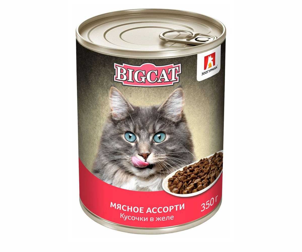 Консервы Zoogurman (Зоогурман) Для Кошек Мясное Ассорти Кусочки в Желе Big Cat 350г 7989