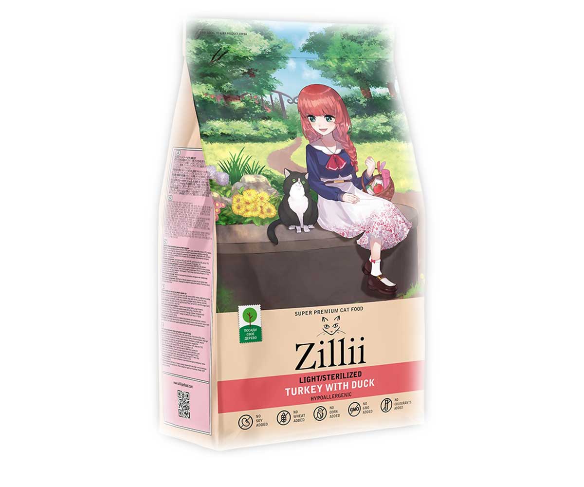 Сухой Корм Zillii (Зилли) Для Стерилизованных Кошек Индейка и Утка Adult Cat Light/Sterillized 2кг 5658141 (1*6)
