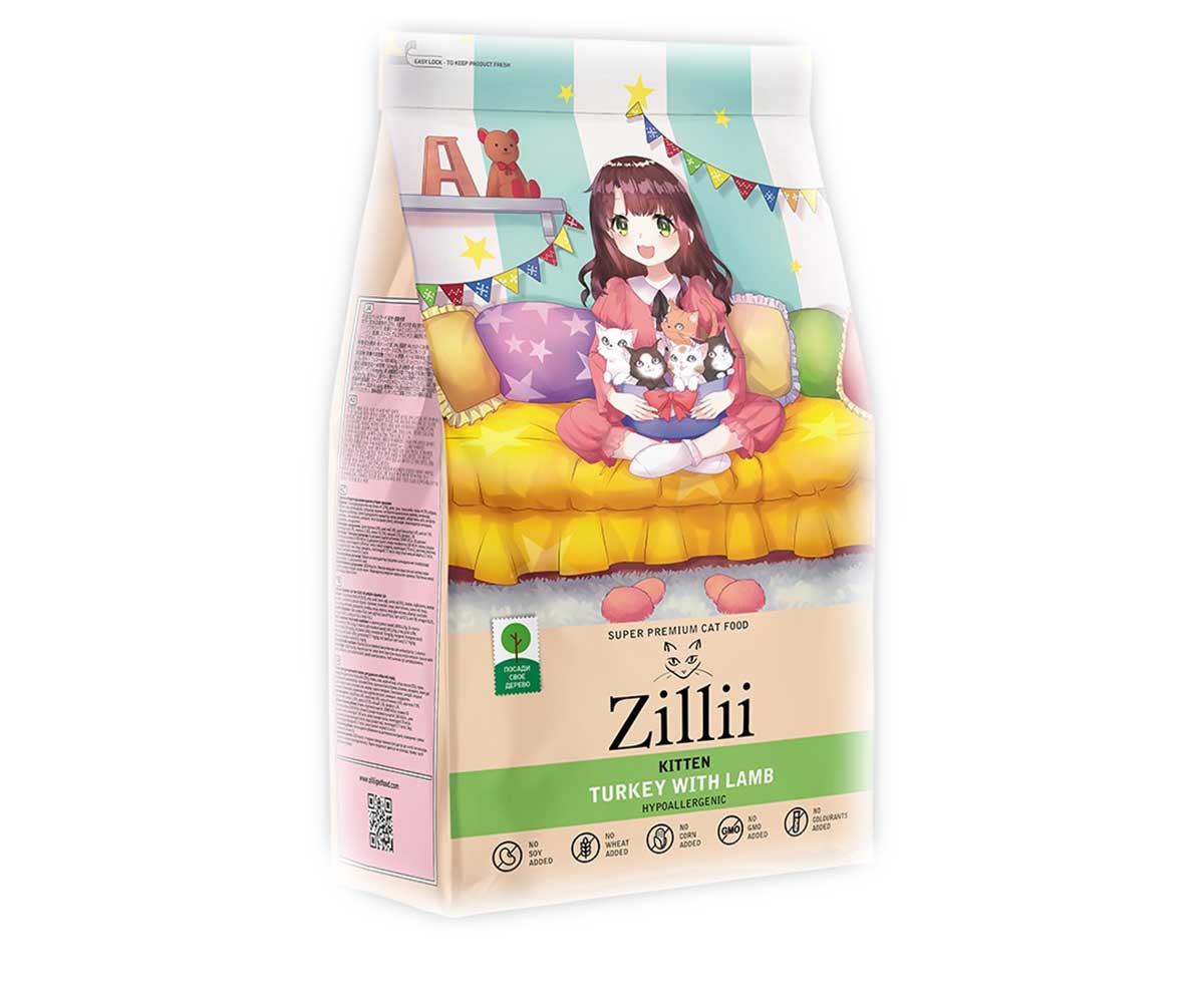 Сухой Корм Zillii (Зилли) Для Котят Индейка и Ягненок Kitten 5658100 400г (1*28)