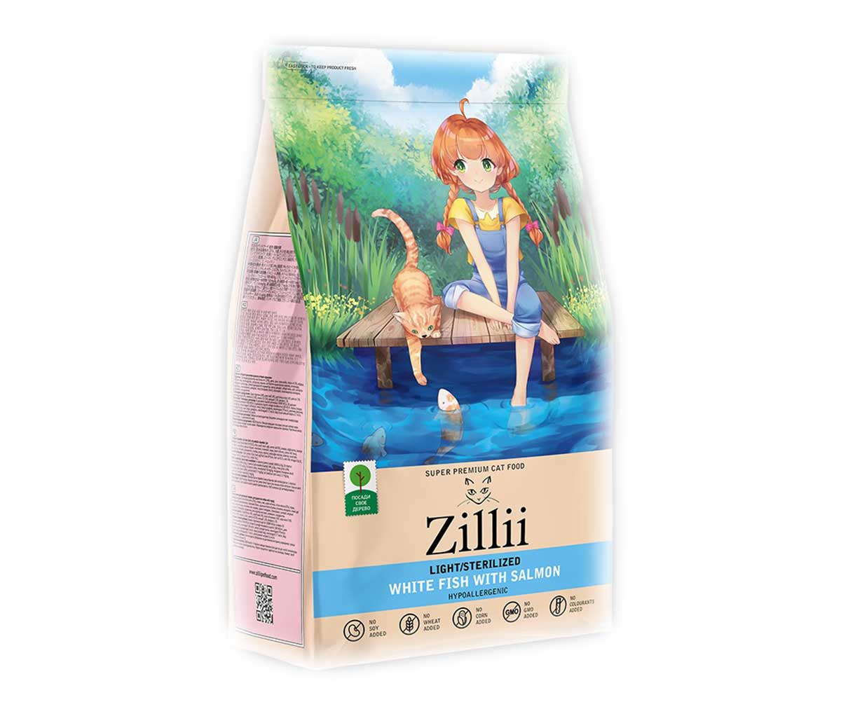 Сухой Корм Zillii (Зилли) Для Стерилизованных Кошек Белая Рыба и Лосось Adult Cat Light/Sterillized 10кг 5658153