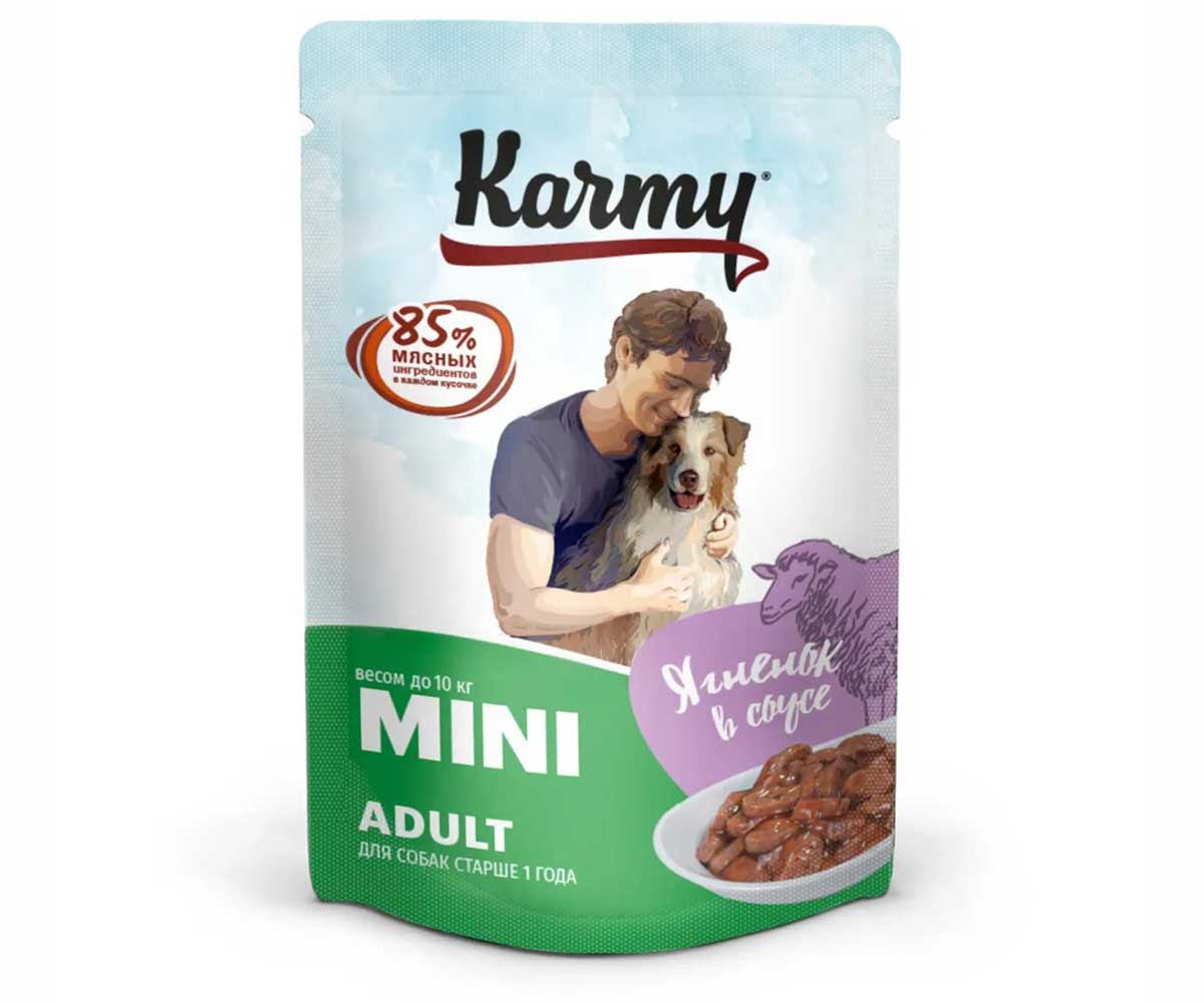 Влажный Корм Karmy (Карми) Для Собак Мелких Пород Ягненок в Соусе Mini Adult 80г 7928