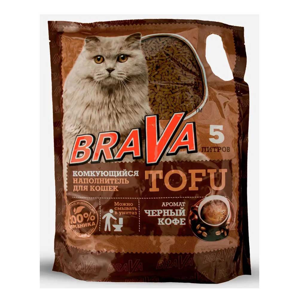 Наполнитель Brava (Брава) Тофу Чёрный Кофе 5л (1*8)