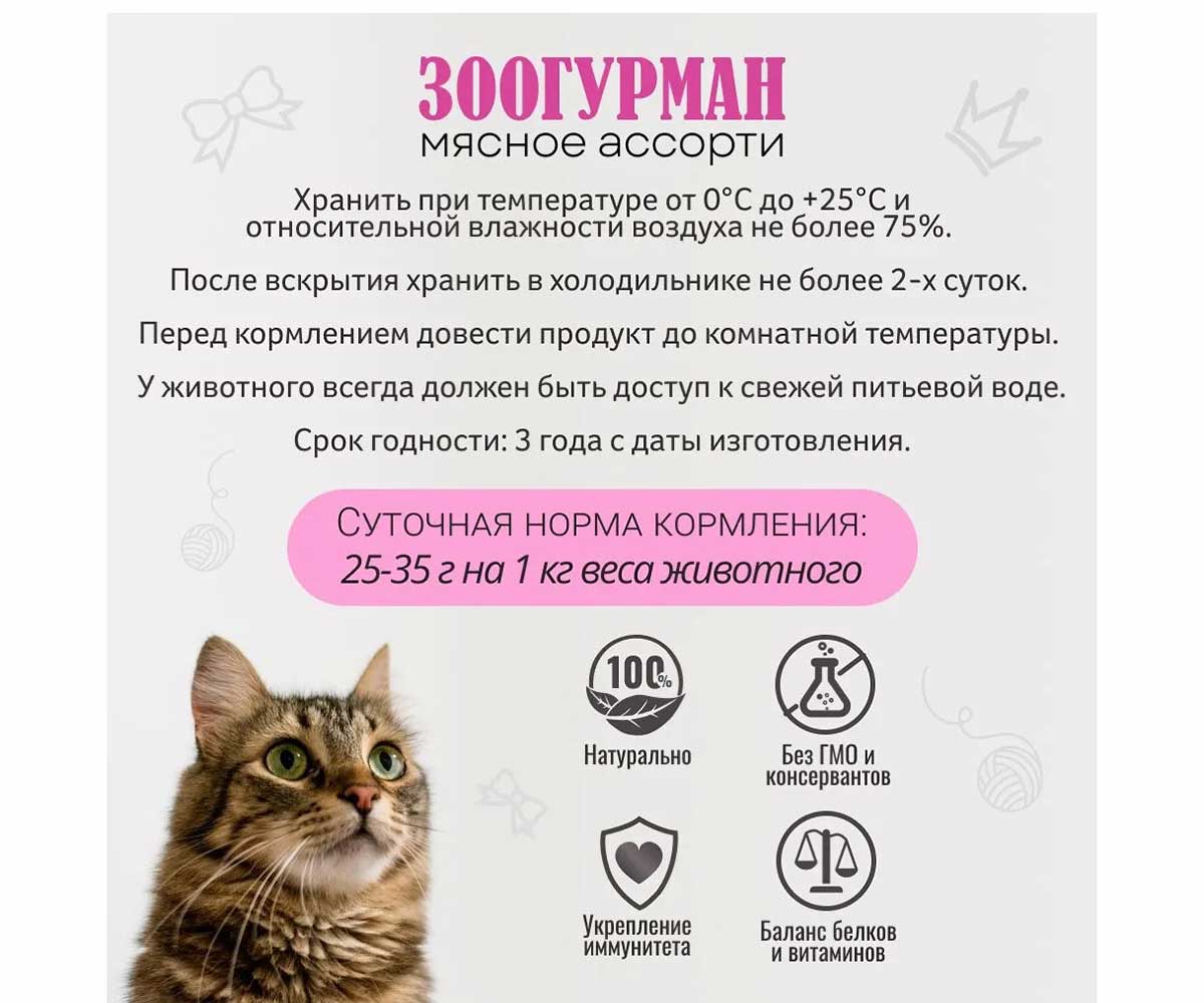 Консервы Zoogurman (Зоогурман) Для Кошек Мясное Ассорти Говядина и Ягненок 250г (1*15) 2793