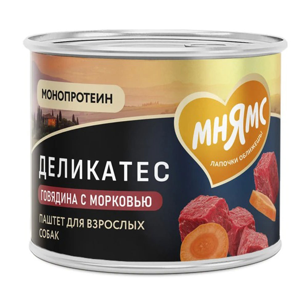 Консервы Мнямс Для Собак Бразато По-Итальянски Говядина и Морковь Delicatesse 200г