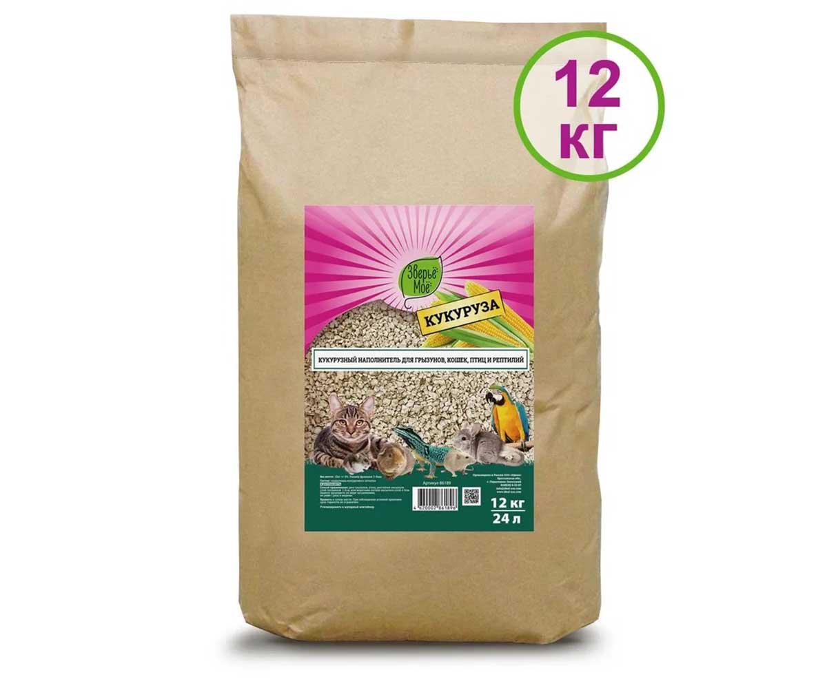 Наполнитель Зверье Мое 12кг Кукурузный 24л