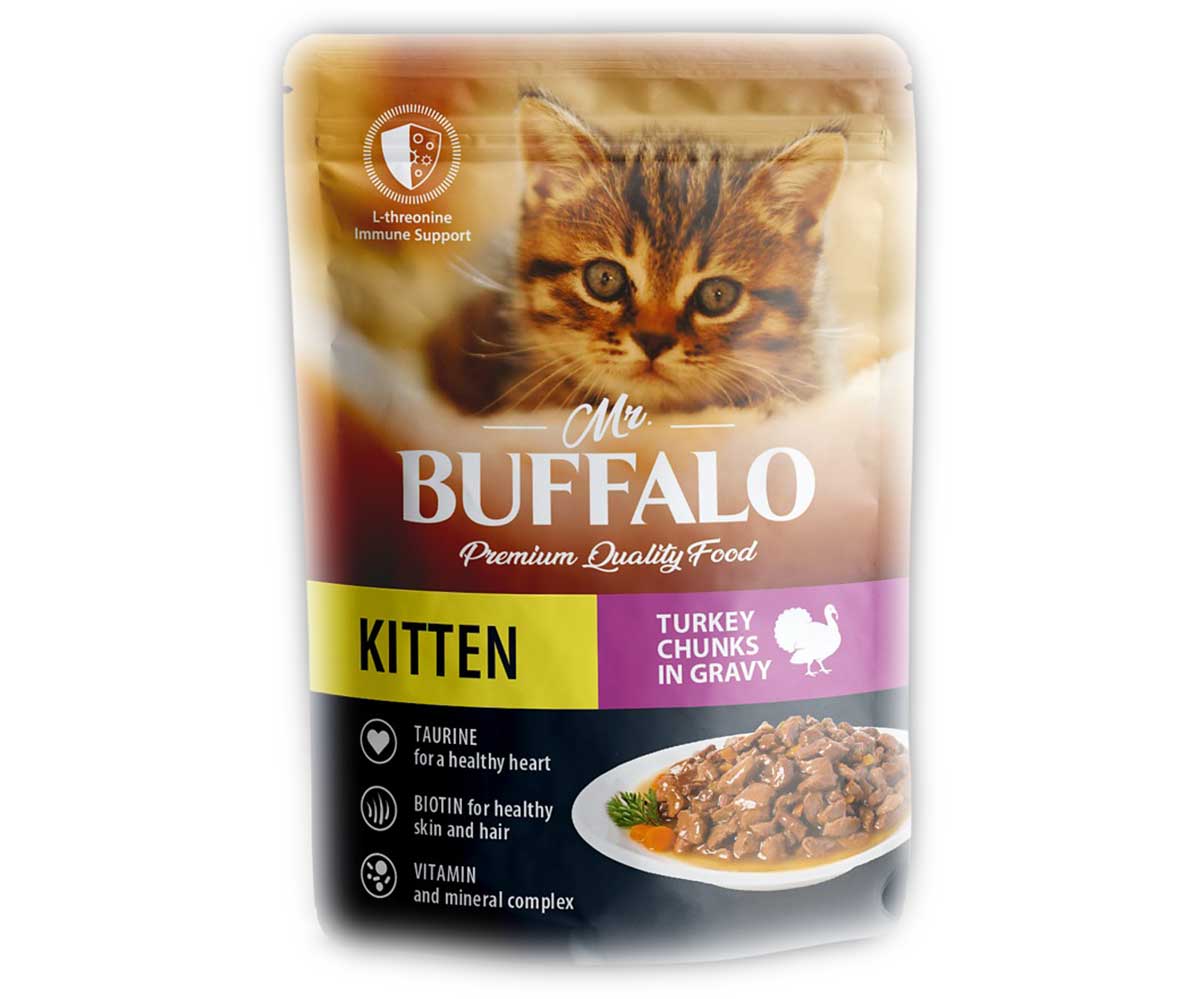 Влажный Корм Mr.Buffalo (Мистер Буффало) Для Котят 85г Индейка На Пару в Соусе  Kitten (1*28) B310