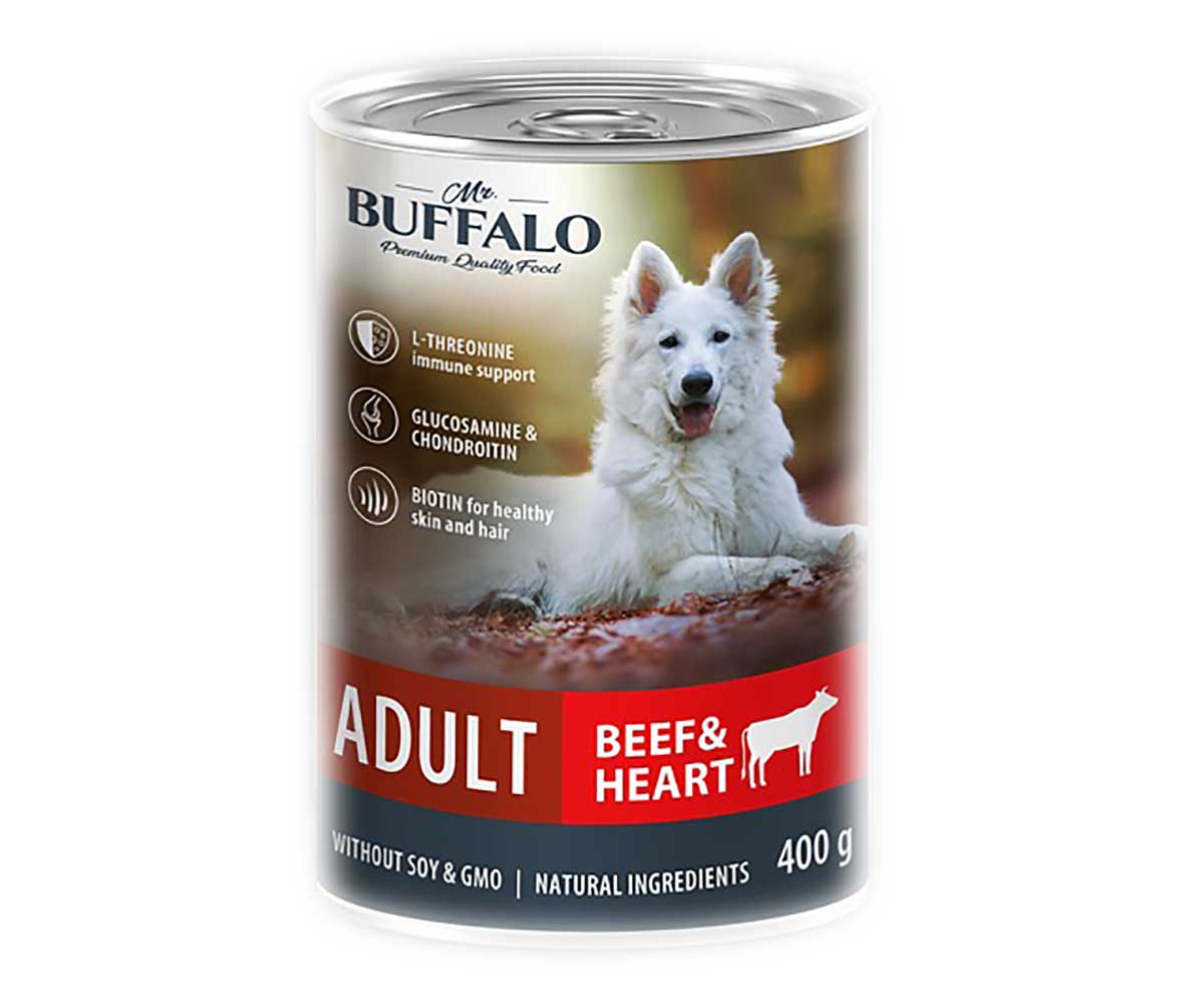 Консервы Mr.Buffalo (Мистер Буффало) Для Собак Говядина и Сердце 400г Adult(1*9) B401