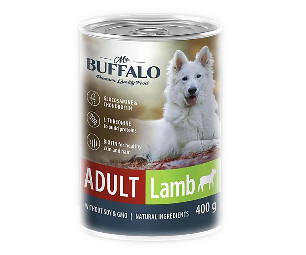 Консервы Mr.Buffalo (Мистер Буффало) Для Собак Ягненок Adult 400г (1*9) B404