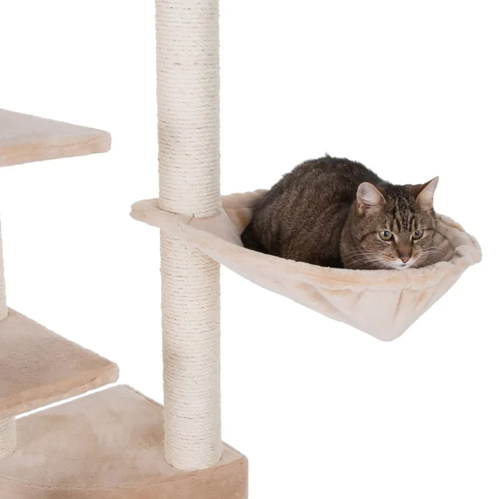 Игровой Комплекс Mypets (Майпетс) Multi-Storey Бежевый Когтеточка, Полка, Гамак, Домик 241-272*92*76см 50897