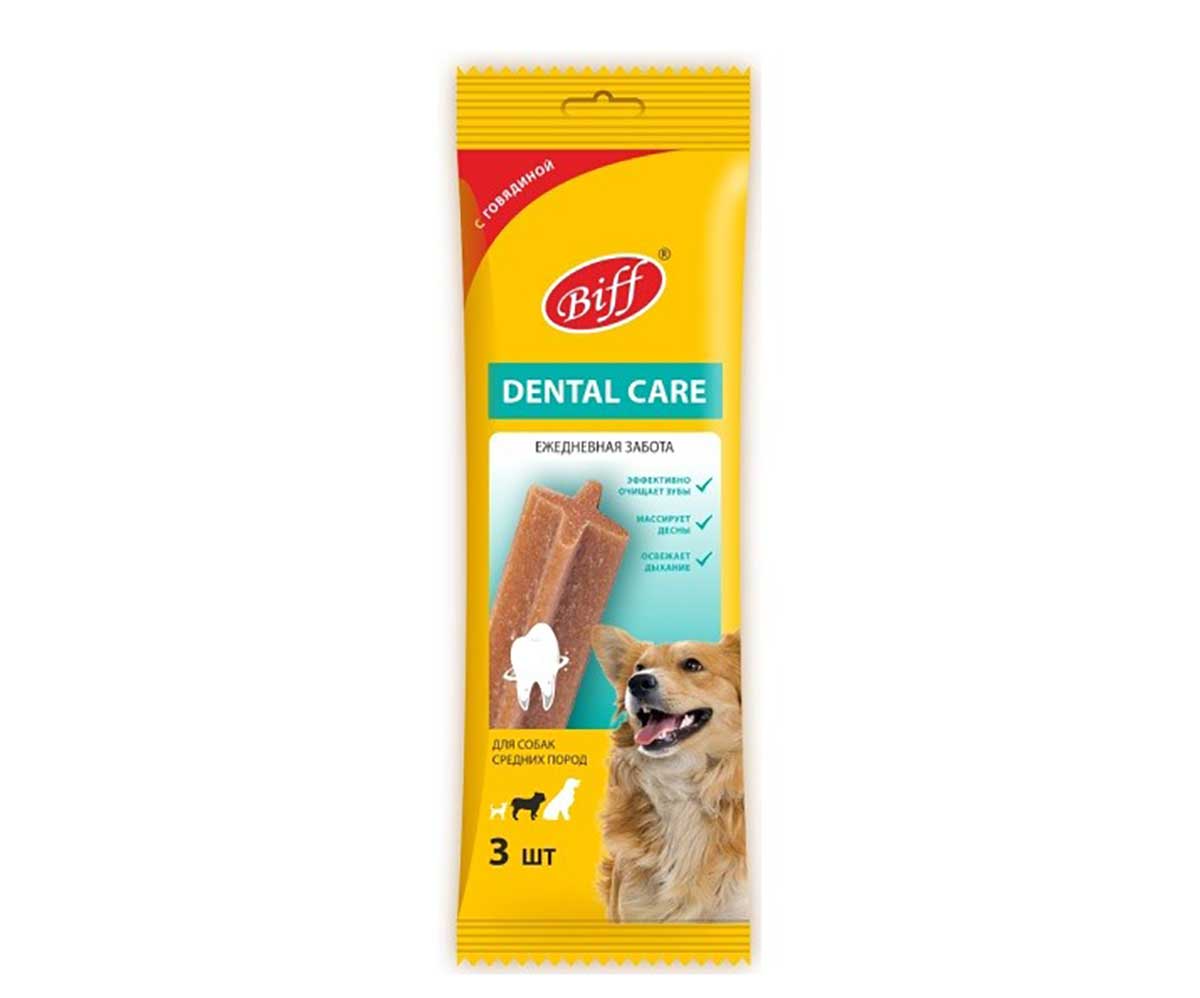 Лакомство Biff (Бифф) Для Собак Средних Пород Для Зубов Снек Говядина Dental Care 77г 024720