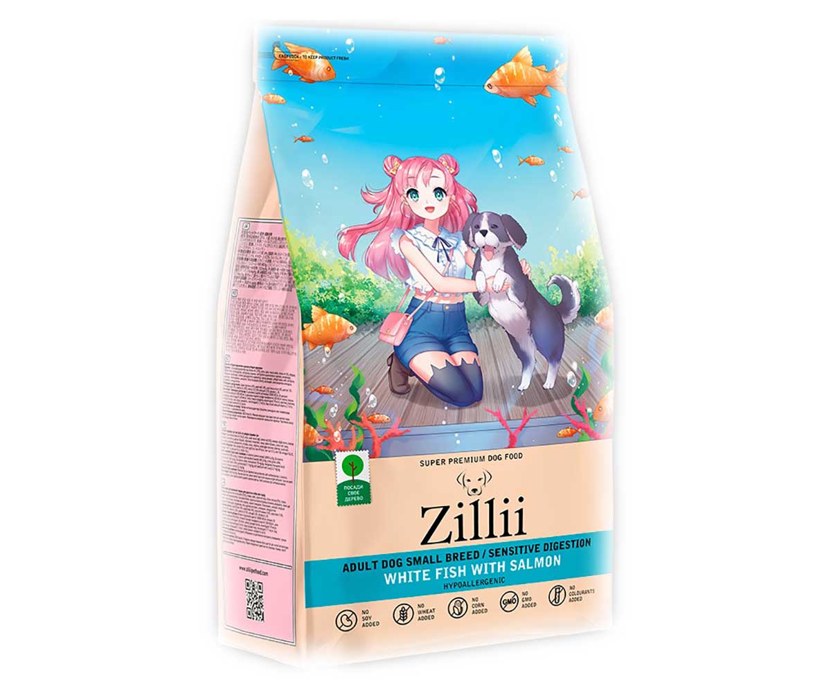 Сухой Корм Zillii (Зилли) Для Собак Мелких Пород с Чувствительным Пищеварением Белая Рыба и Лосось Sensitive Digestion Dog 15кг 5658093