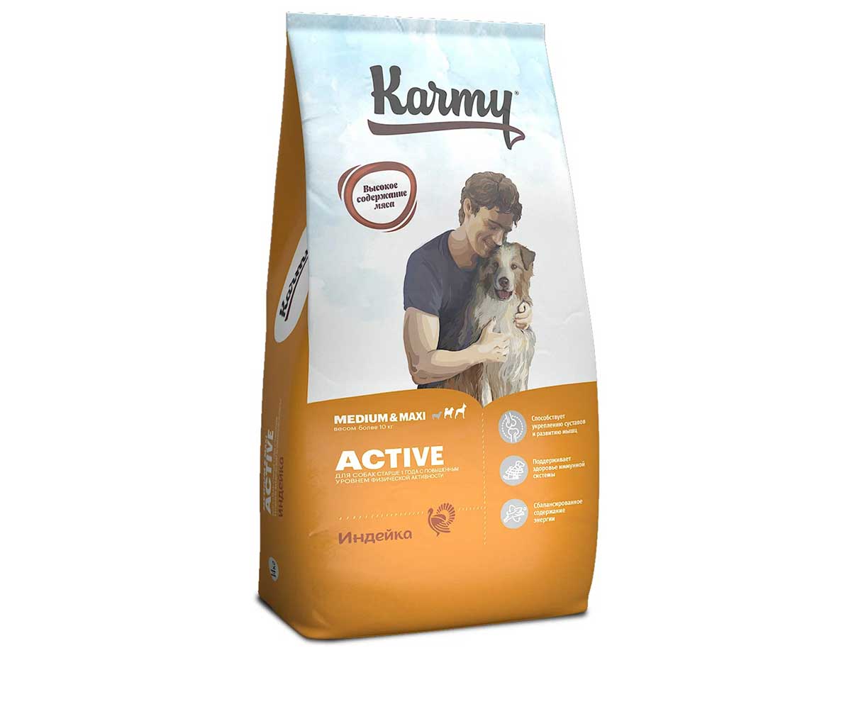Сухой Корм Karmy (Карми) Для Собак Средних и Крупных Пород Индейка Active Medium & Maxi 14кг 7874