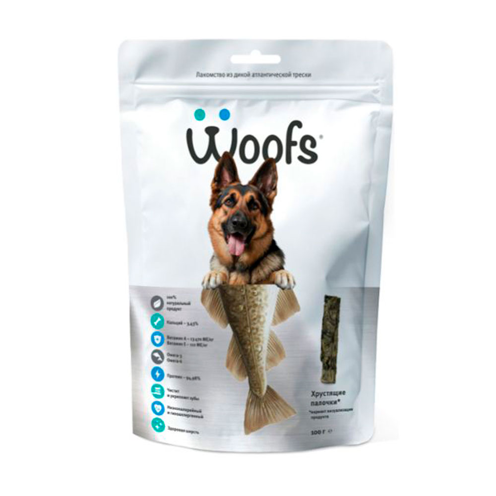 Лакомство Woofs (Вуфс) Для Собак Кожа Трески Атлантической Сушеная 100г