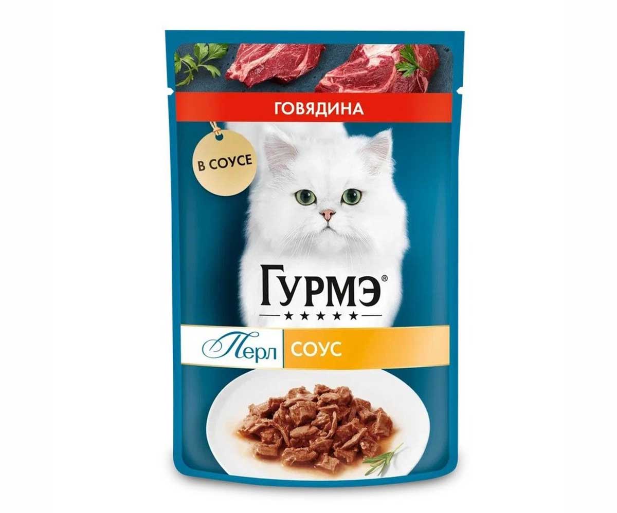 Влажный Корм Гурмэ Перл Для Кошек Говядина в Соусе 75г (1*26)