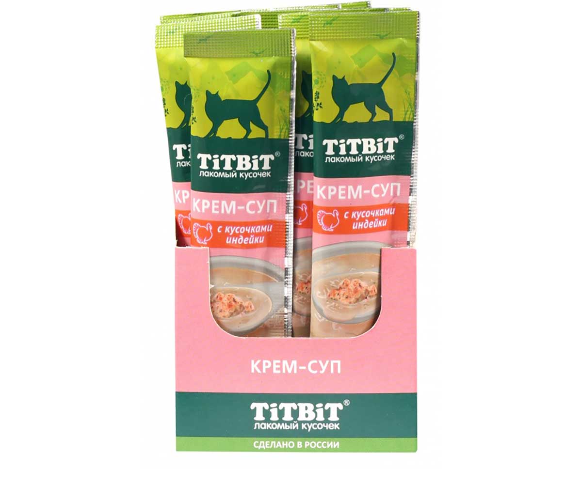 Лакомство TiTBiT (Титбит) Для Кошек Крем-Суп с Кусочками Индейки 10г 014615