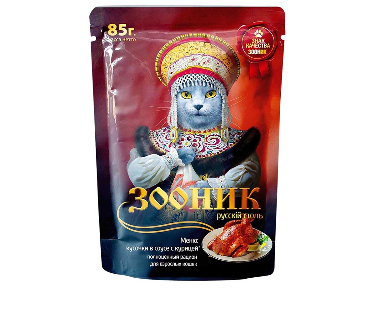 Влажный Корм Зооник Для Кошек Курица Соус 85г (1*24)
