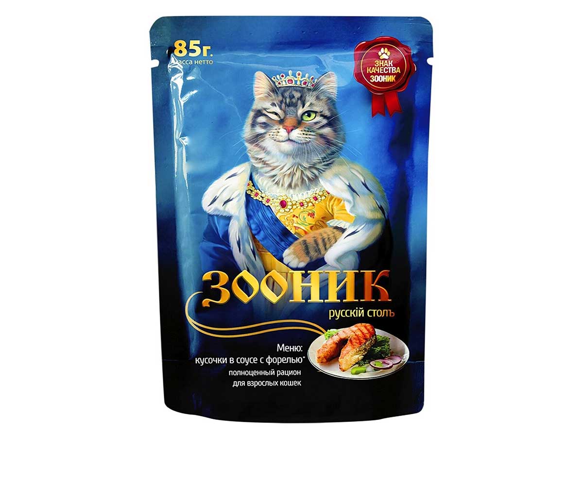 Влажный Корм Зооник Для Кошек Форель Соус 85г (1*24)
