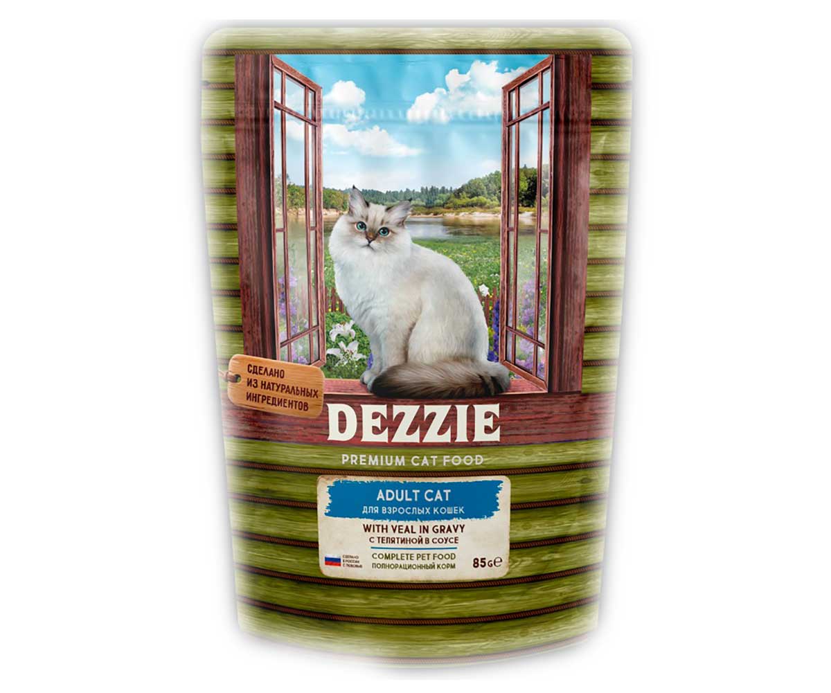 Влажный Корм Dezzie (Деззи) Для Кошек Телятина в Соусе Adult Cat Veal 85г 5657072 (1*12)