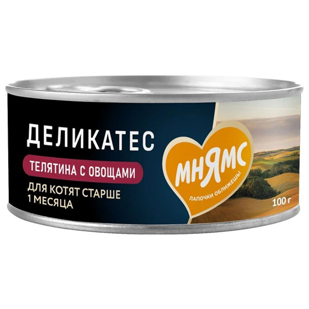 Влажный Корм Мнямс Для Котят Телятина и Овощи Паштет По-Бельгийски Delicatesse 100г