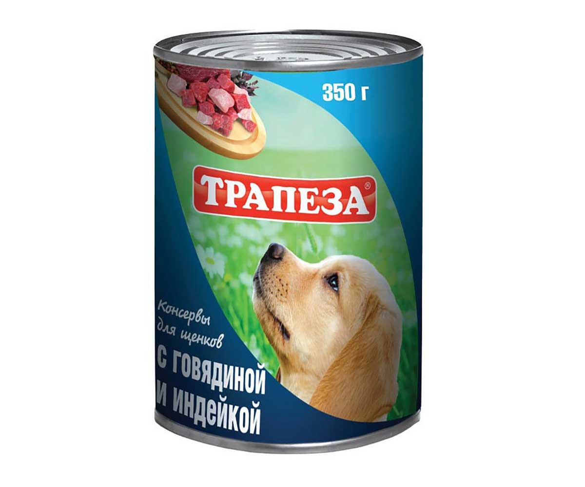 Консервы Трапеза Для Щенков Говядина и Индейка 350г (1*20)
