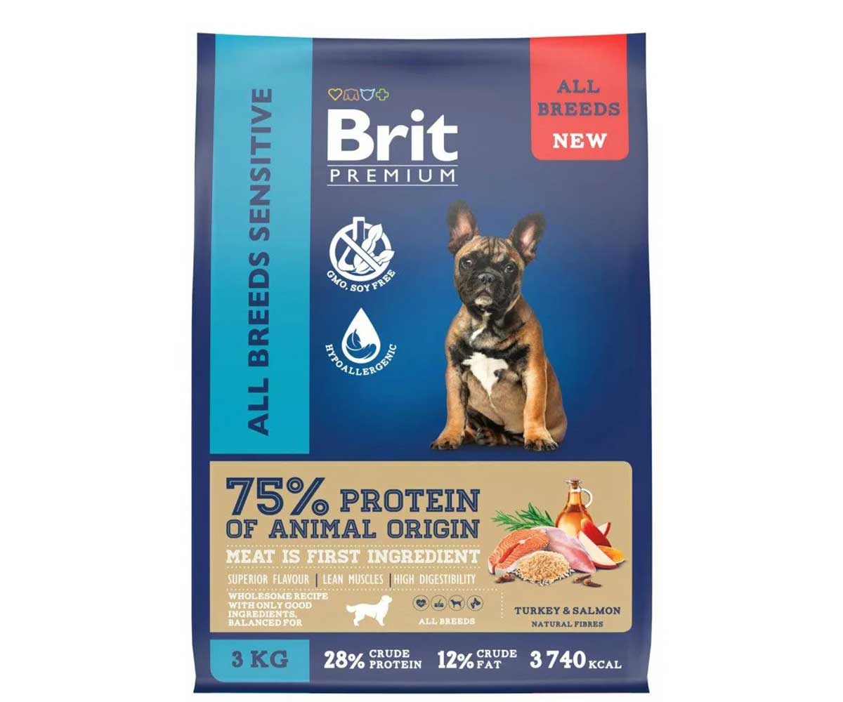 Сухой Корм Brit (Брит) Для Собак с Чувствительным Пищеварением Лосось и Индейка Premium Dog Sensitive 3кг 5063208