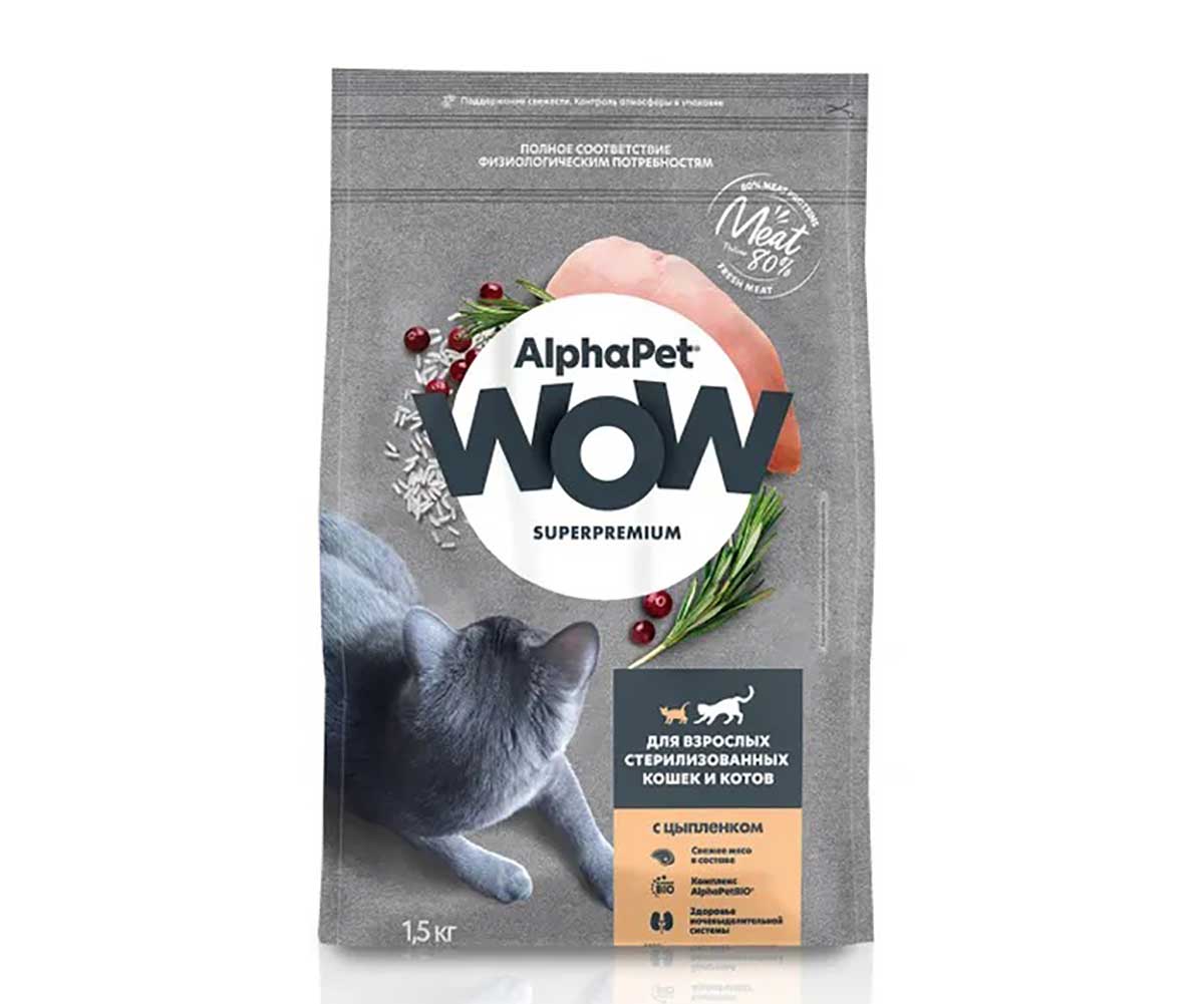 Сухой Корм Alphapet Wow (Альфапет Воу) Для Стерилизованных Кошек Цыпленок 1,5кг 50877