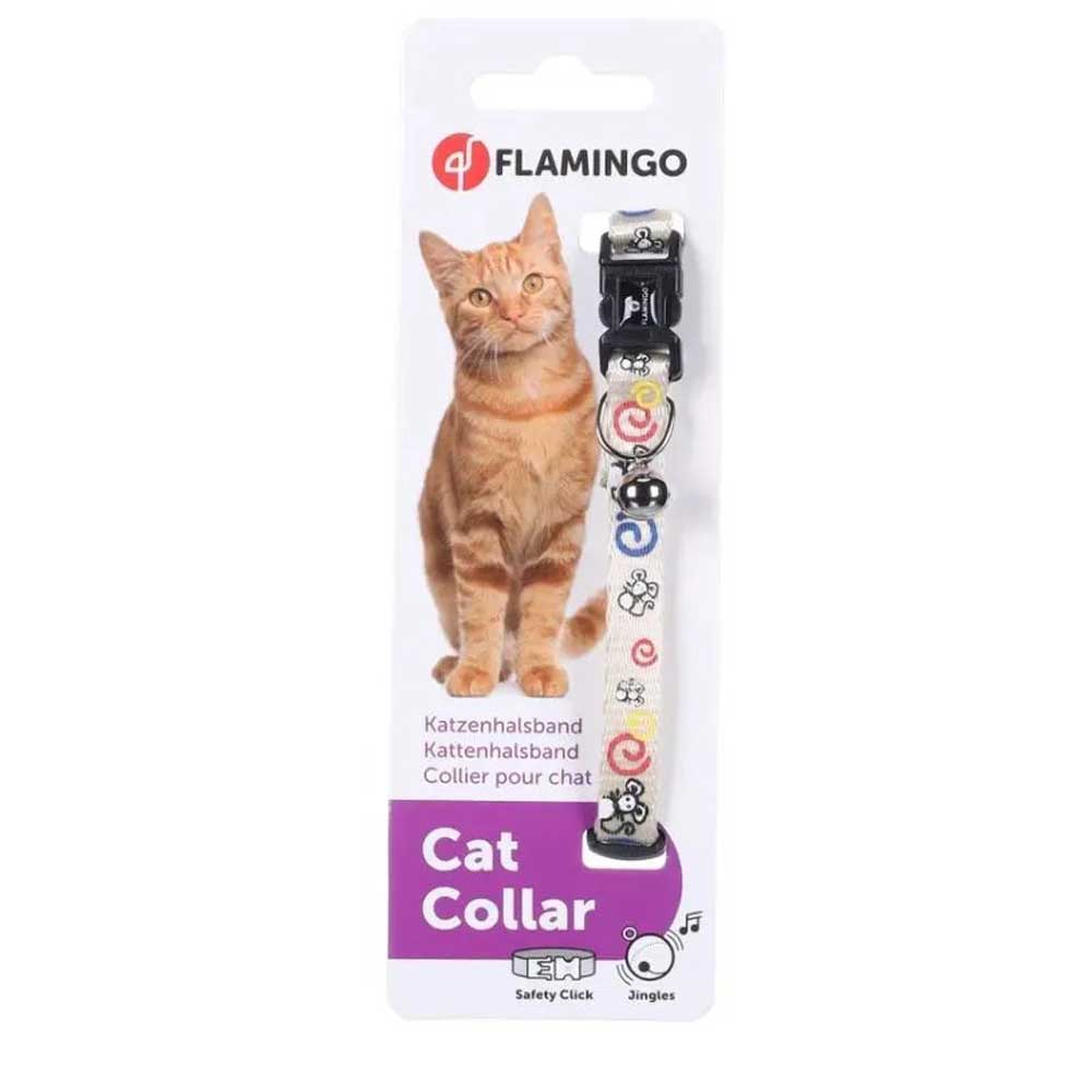 Ошейник Trixie (Трикси) Ziggi Для Кошек Нейлон 20-35см/10мм Fl1031354 Белый/Принт Мышки