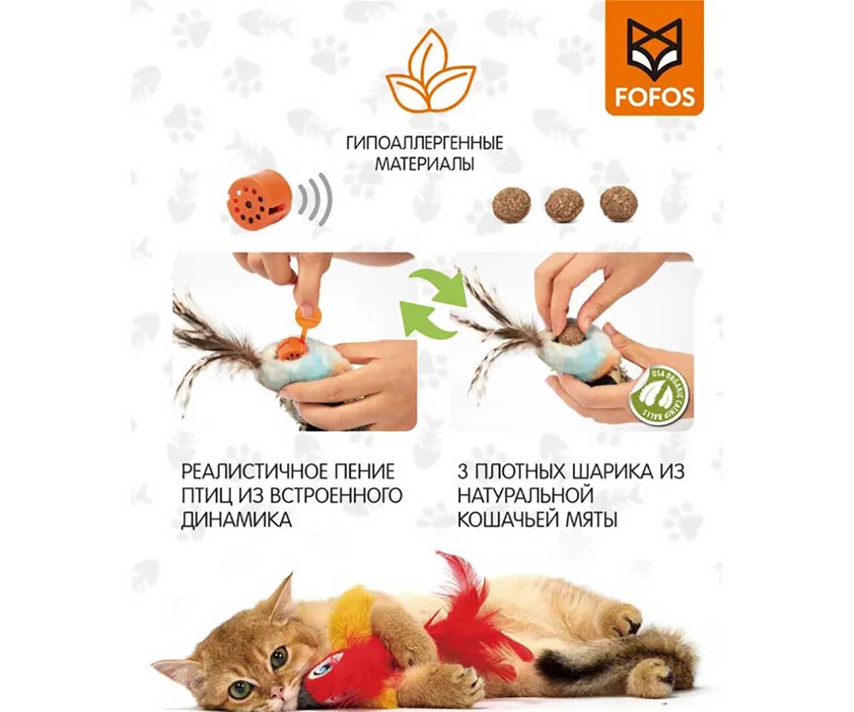 Игрушка Fofos (Фофос) Попугай Со Звуковым Чипом 18*9*6см Dcf18656